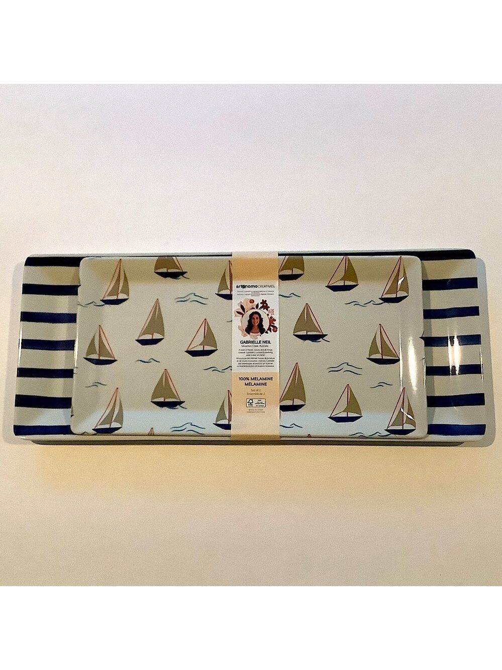 Nautical 2 pc Melamine Sandwich Drink Dessert Trays New